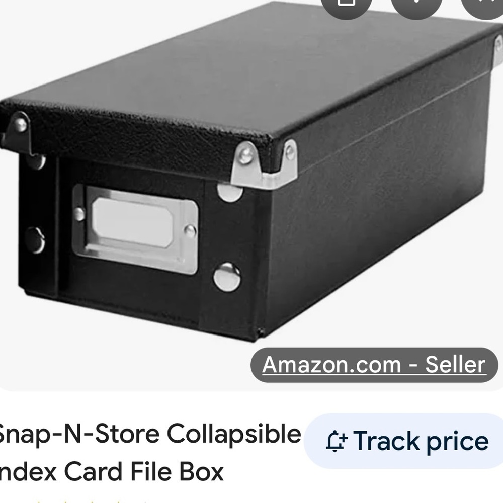 Black Collapsible Index Card Storage Box with Label Holder